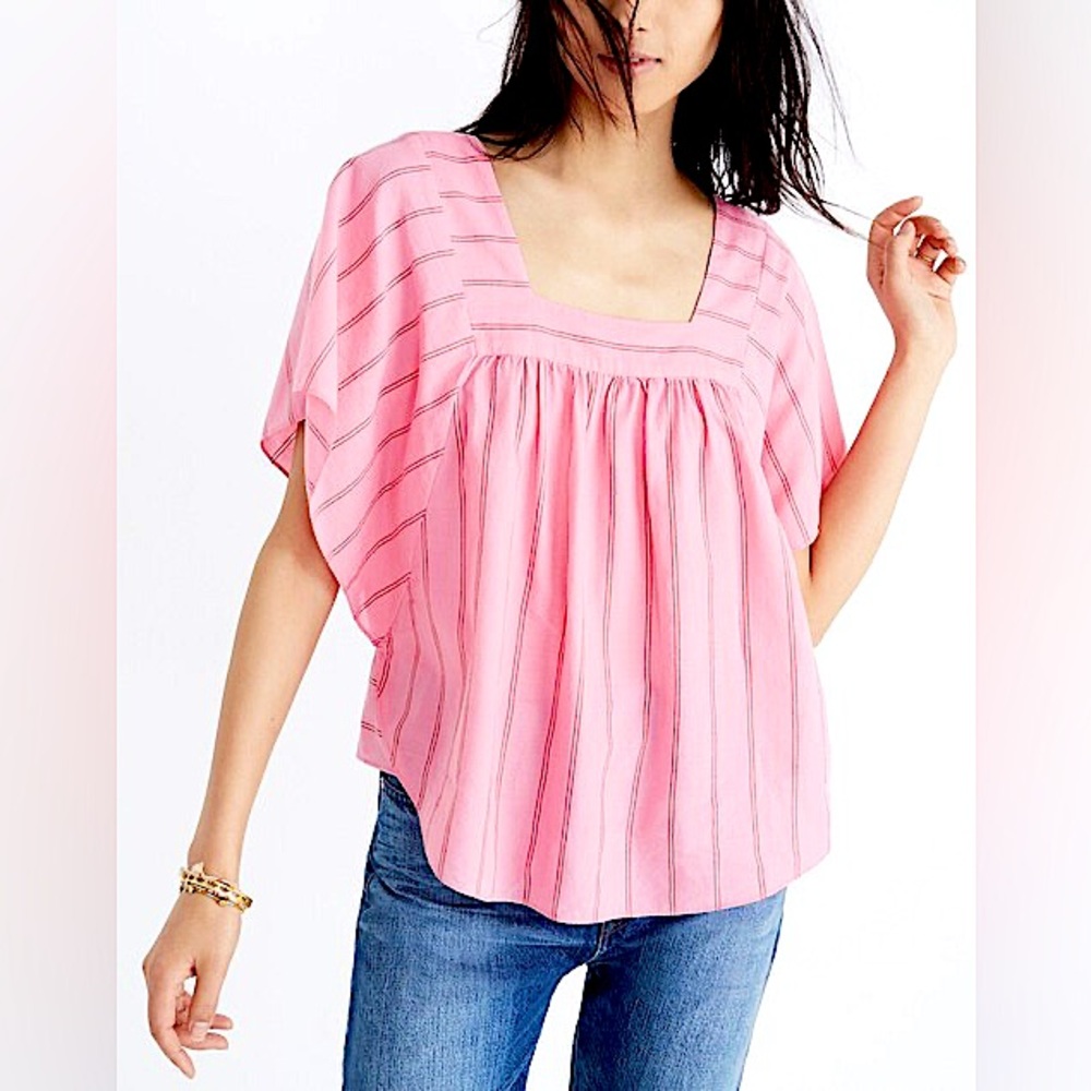 Madewell Butterfly Sleeve Stripe Pink Top Sz.L